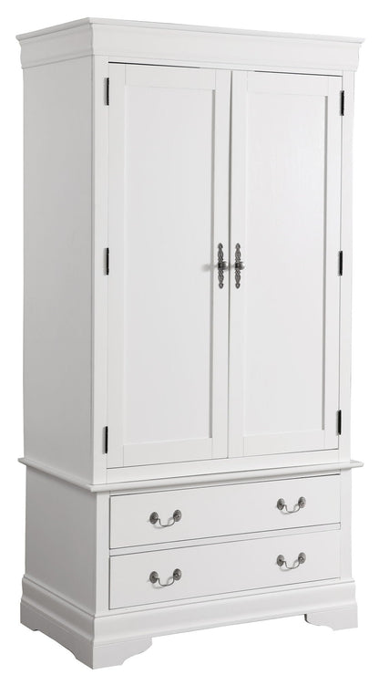 Traditional Armoire in white wood with two-panel doors and ornate metal hardware by HouseOfZazla on Tampa Home & Garden Store