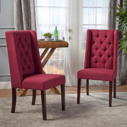 Sophisticated tufted dining chair set with high back in pink upholstery HouseOfZazla on Tampa Home & Garden Store