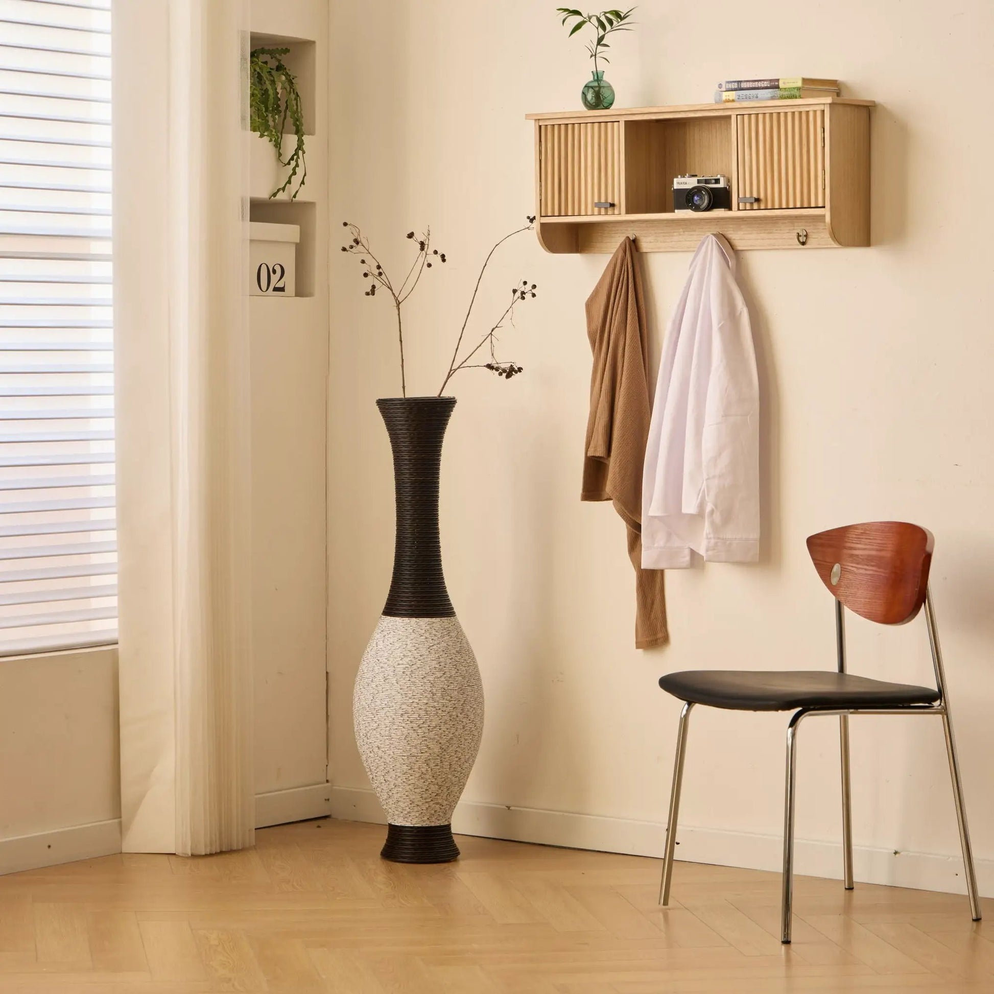 Tall Floor Vase With Elegant 2 Tone dark brown and beige ceramic by Unique Piece Furniture on Tampa Home & Garden Store