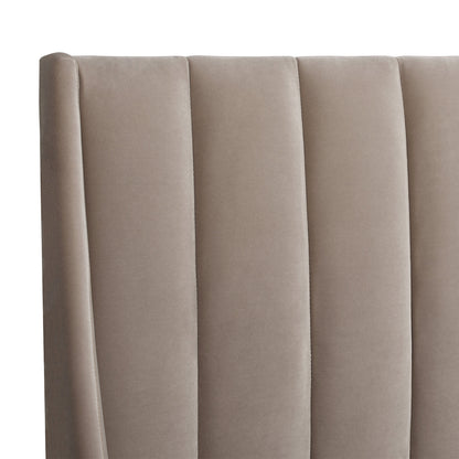 Aspen Vertical Tufted Headboard Mink Beige Performance Velvet for King Bed by HouseOfZazla on Tampa Home & Garden Store