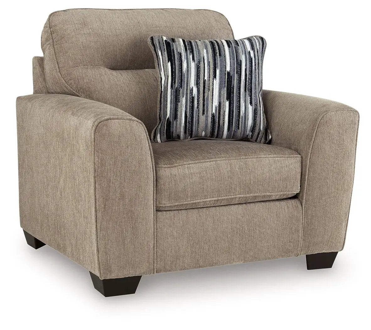 Olten 1 chair and 1 ottoman in beige fabric with striped pillow Unique Piece Furniture on Tampa Home & Garden Store