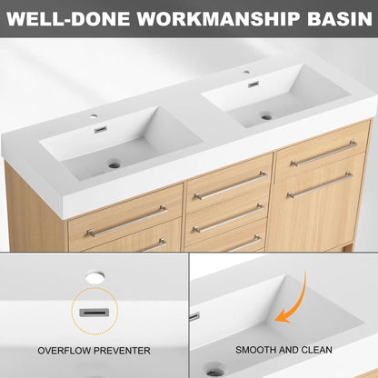 Freestanding Vanity With Resin Sink and Drawers