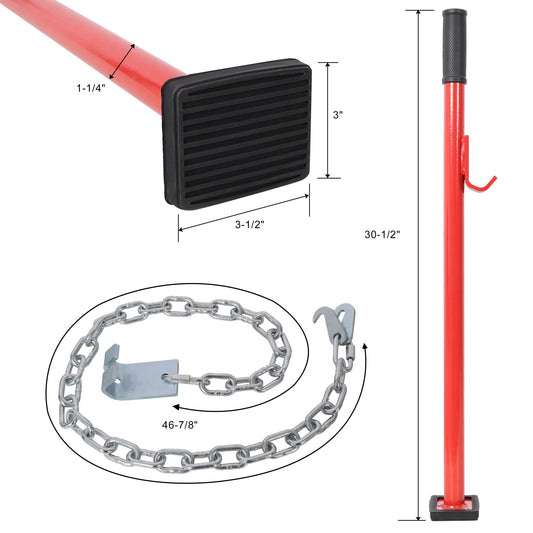 Universal pulling stick tool for car dent removal, red with black grip and chain kit on Tampa Home & Garden Store