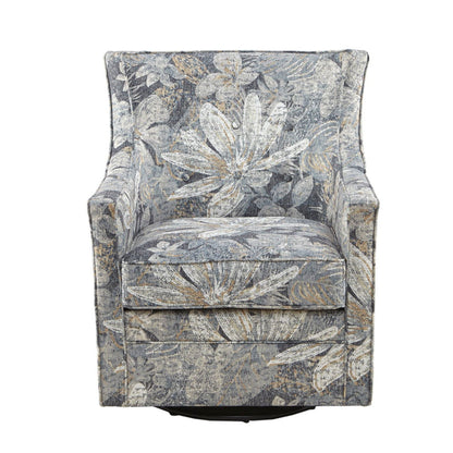 Swivel glider chair with multicolor floral upholstery and metal base on Tampa Home & Garden Store