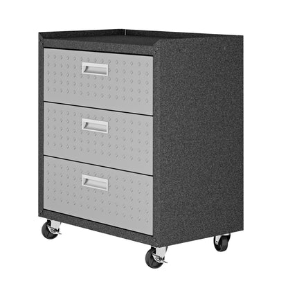 3 Drawer Rolling Garage Cabinet speckled frame and diamond-pattern fronts on caster wheels on Tampa Home & Garden Store