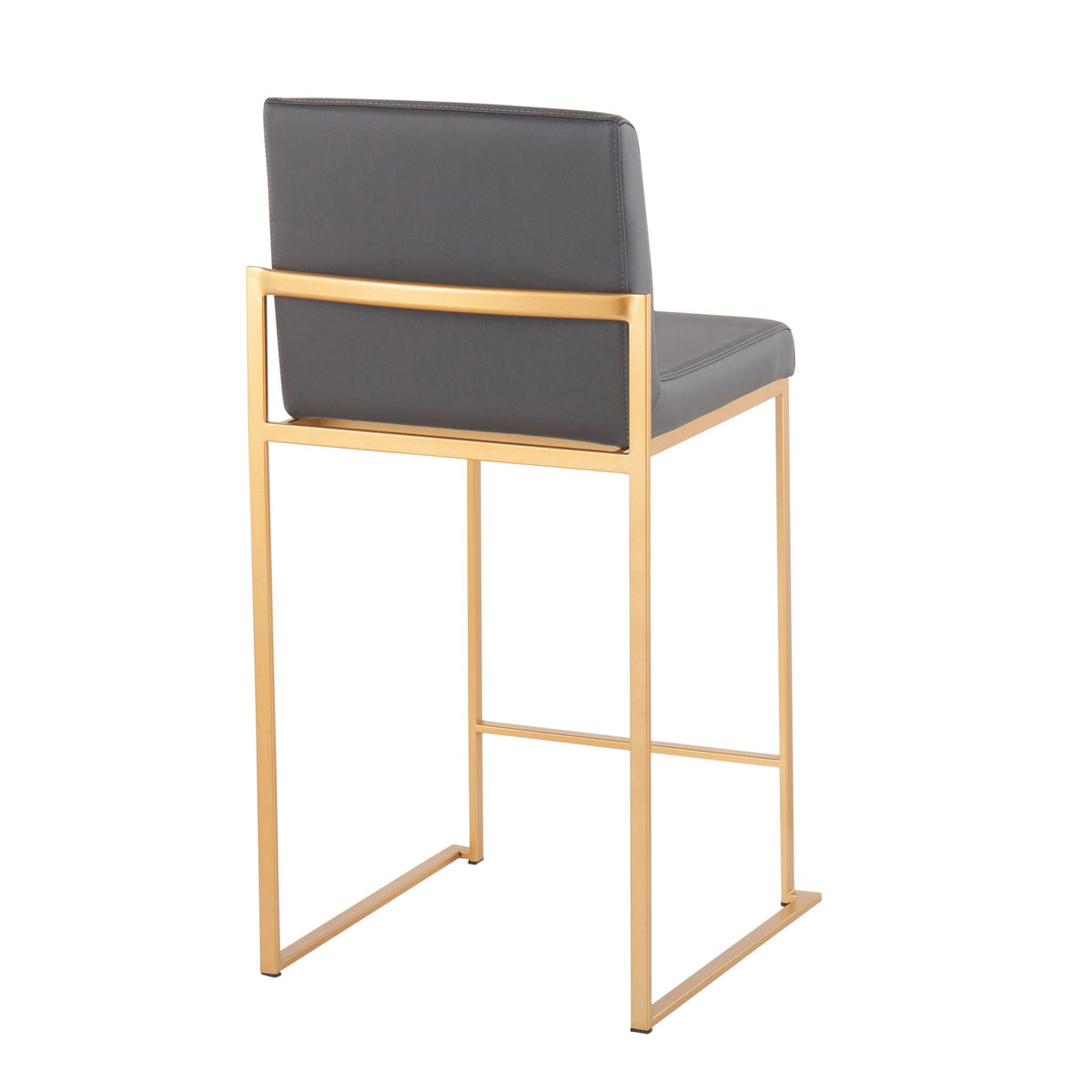 Contemporary high-back counter stool with gray upholstery and gold frame by HouseOfZazla on Tampa Home & Garden Store