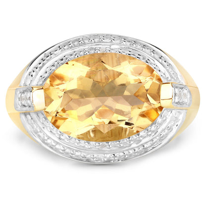 Ring with 4.56ct genuine oval citrine centerpiece on two-tone gold and silver band halo on Tampa Home & Garden Store