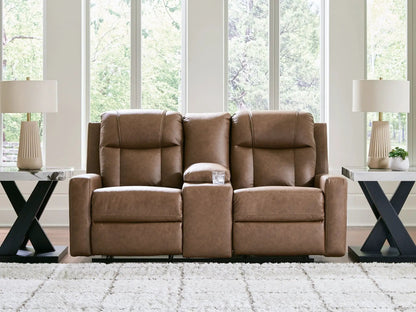 Double Reclining Loveseat With Console Caramel