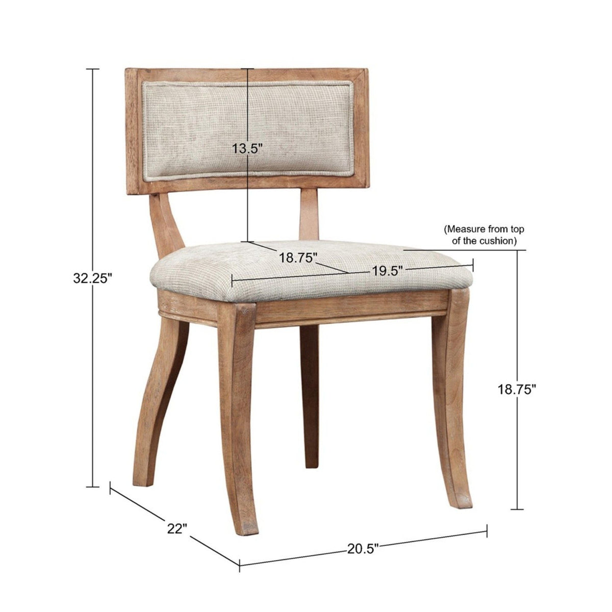 Beige curved-back dining chair set of 2 with wooden frame and upholstered seat HouseOfZazla on Tampa Home & Garden Store