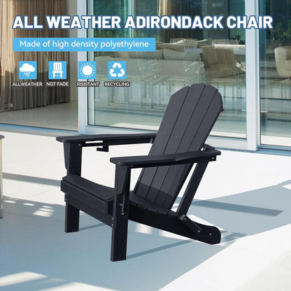 Folding Black Hdpe Adirondack Chair And Cup