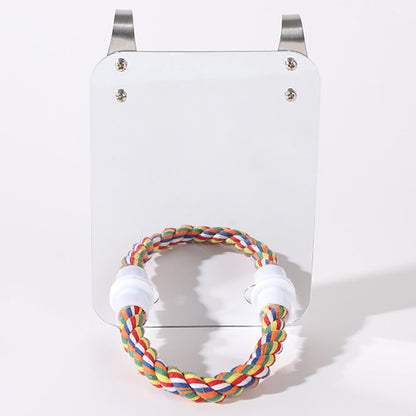 Parrot Toy Acrylic Bird With Mirror rope ring multicolor braided rope Sell My Stuff on Tampa Home & Garden Store
