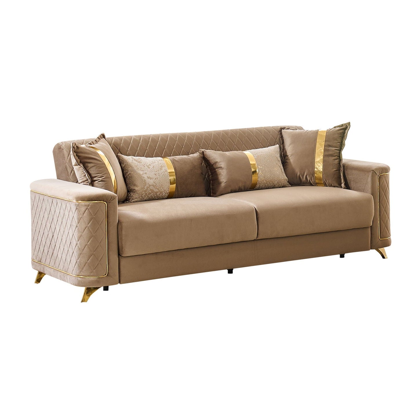 Lisa Modern Sofa With Gold Steel Legs and Foam