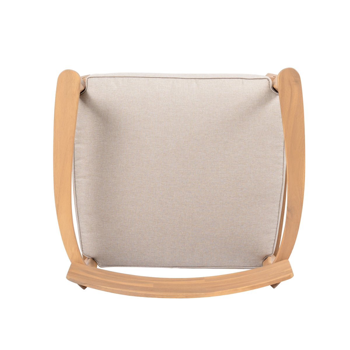 Mallorca Acacia Wood Club Chair with Seat Cushion, natural wood frame, beige cushion on Tampa Home & Garden Store