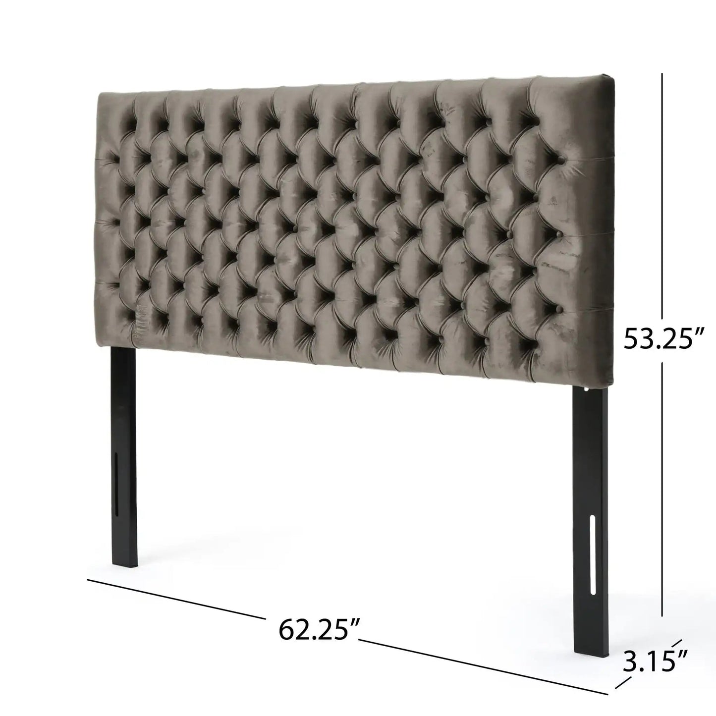 Annecy Contemporary Upholstered Headboard in grey velvet with deep tufting by HouseOfZazla on Tampa Home & Garden Store