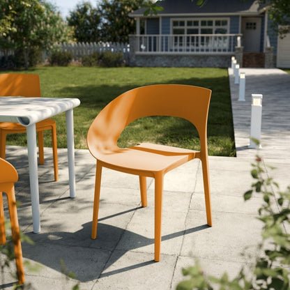 Designed Single Chair orange plastic outdoor accent chair UV resistant wear resistant on Tampa Home & Garden Store
