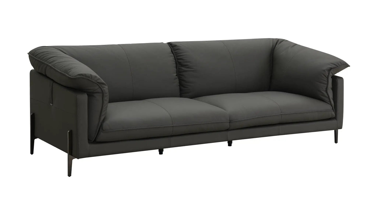 Tadi Top Grain Leather Sofa, black, stationary sofa with slim metal legs on Tampa Home & Garden Store