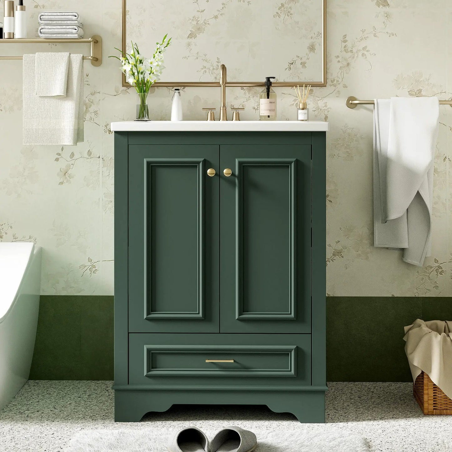 Bathroom Vanity With Ceramic Sink and Cabinet