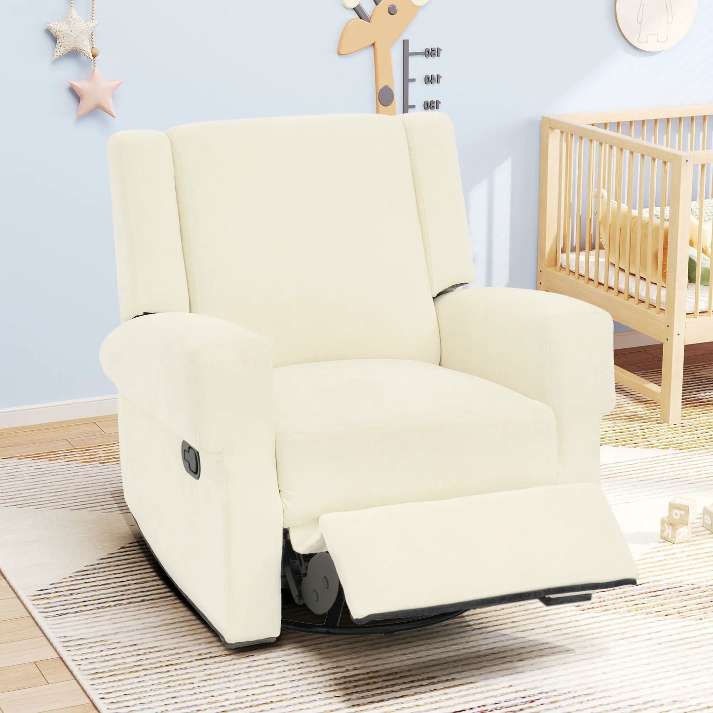 Manual Recliner Chair with Swivel Rocker Function in beige fabric Unique Piece Furniture on Tampa Home & Garden Store