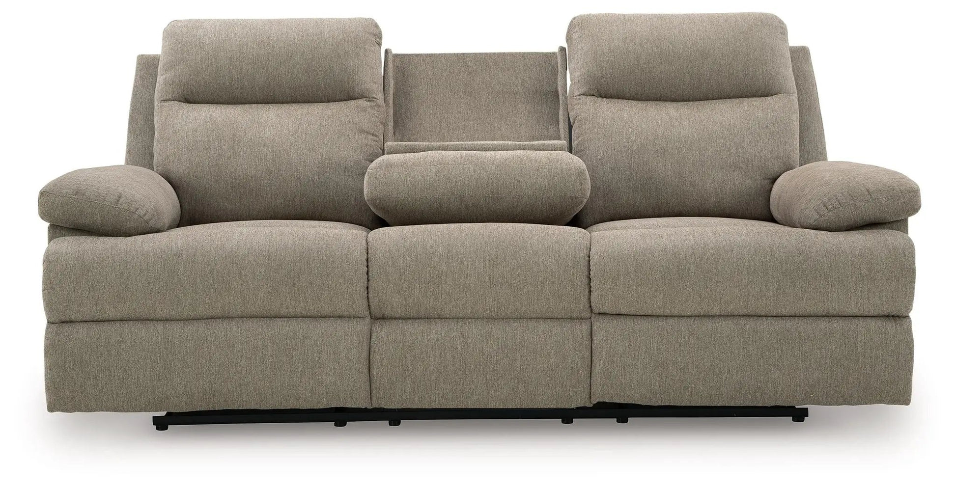 Side-Swipe reclining sofa with drop-down table in beige fabric by Unique Piece Furniture on Tampa Home & Garden Store