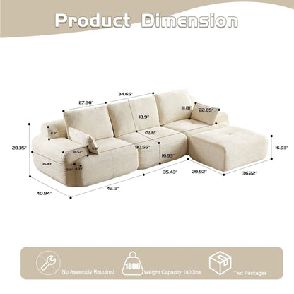 Compressed Sofa beige sectional two-piece living room set by Unique Piece Furniture with diagram on Tampa Home & Garden Store