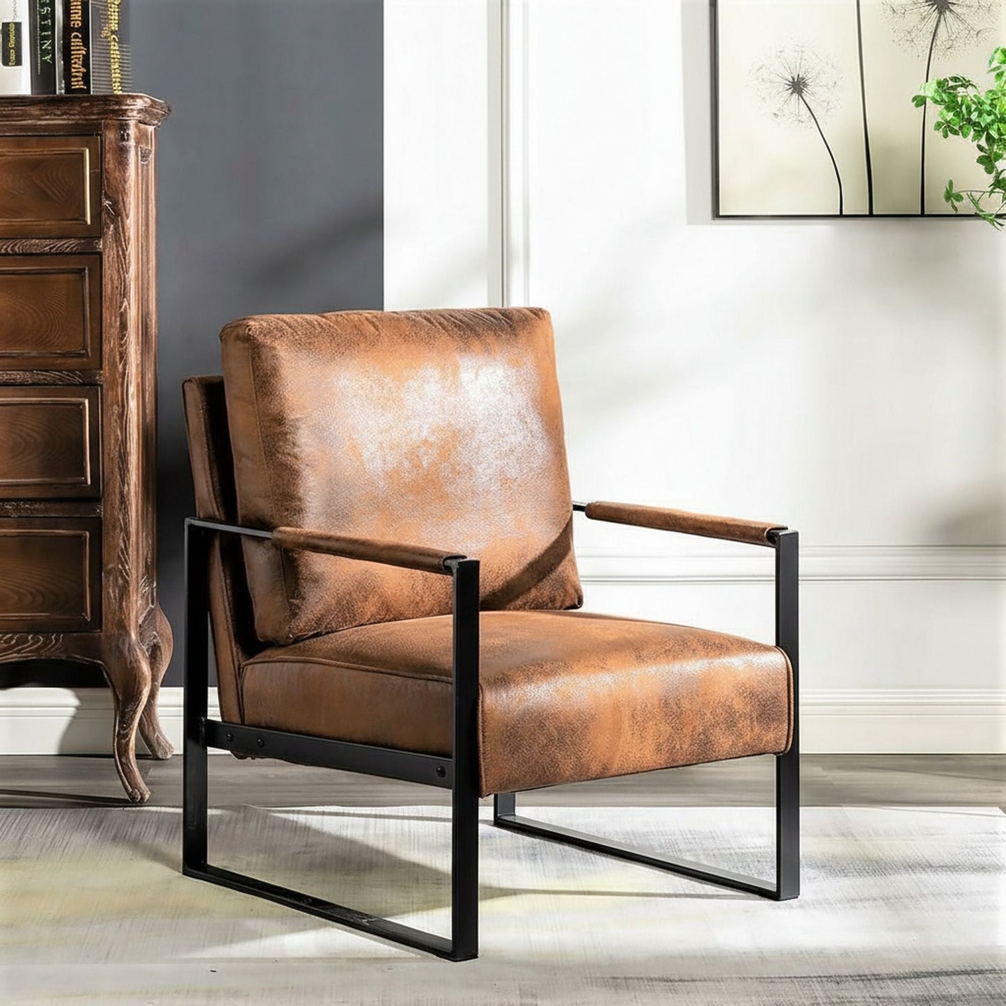 Mid Century Modern Chair With a Metal Frame