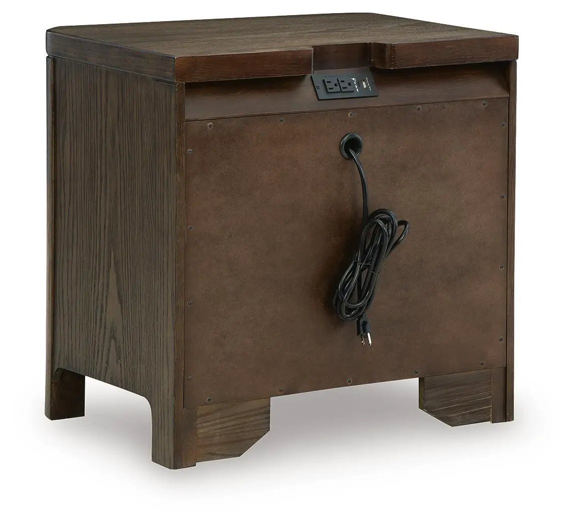 Radkin Two Drawer Night Stand Burnished Brown