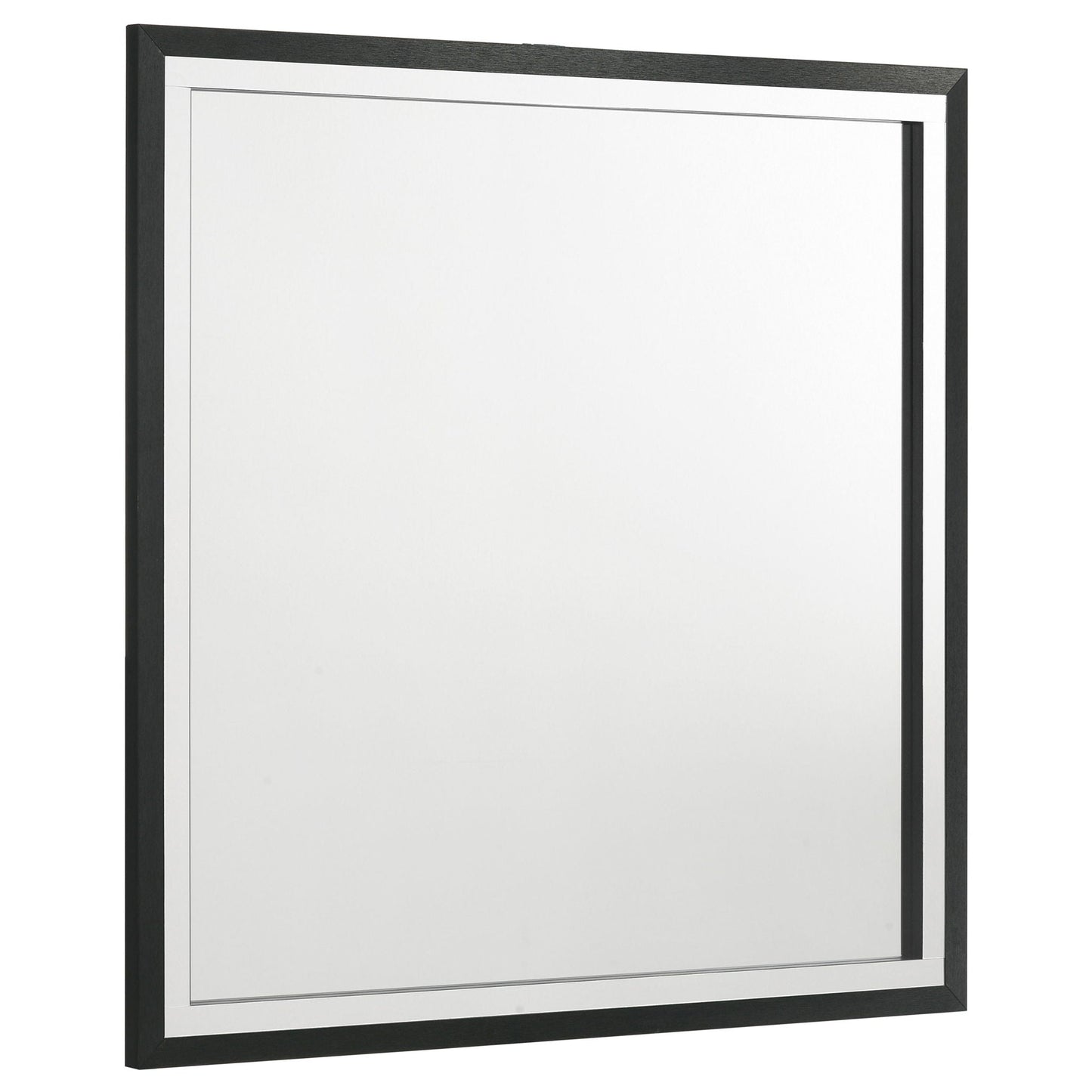 Malcolm bedroom mirror framed in black with silver beveled inner edge HouseOfZazla 5 piece set on Tampa Home & Garden Store
