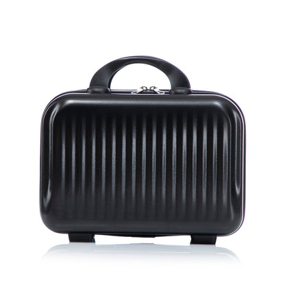Luggage: black ABS spinner suitcase with ribbed exterior and top carry handle on Tampa Home & Garden Store