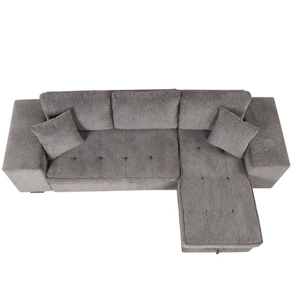 HouseOfZazla modern gray L-shape sleeper sectional with storage chaise on Tampa Home & Garden Store