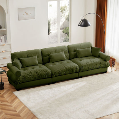 Modern Sofa with Bolstered Armrests and Pillows