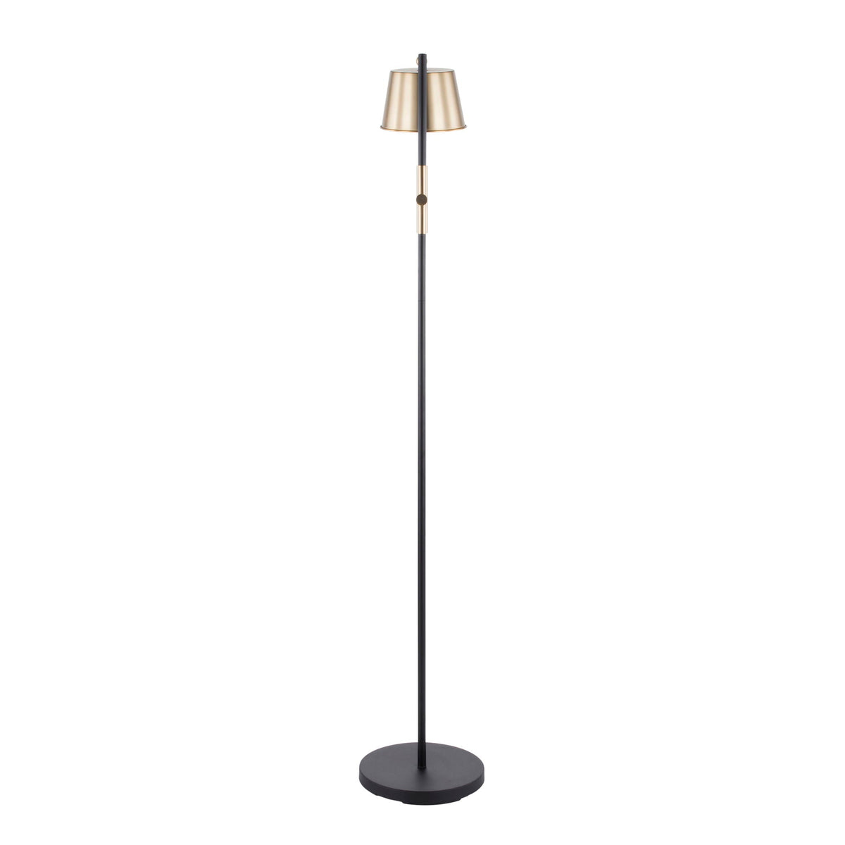 Metric industrial floor lamp in black with antique brass accents by HouseOfZazla on Tampa Home & Garden Store