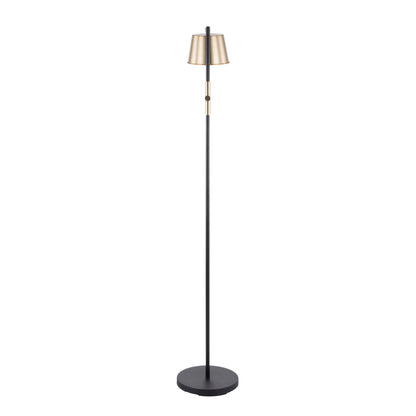 Metric industrial floor lamp in black with antique brass accents by HouseOfZazla on Tampa Home & Garden Store