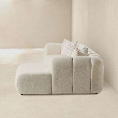 Beatrice modern tufted right sectional sofa ivory fabric by HouseOfZazla on Tampa Home & Garden Store
