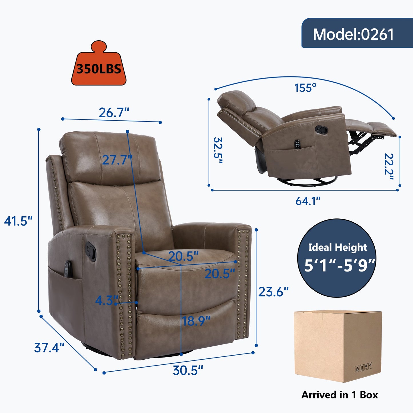 Comfortmax Camel Genuine Leather Recliner