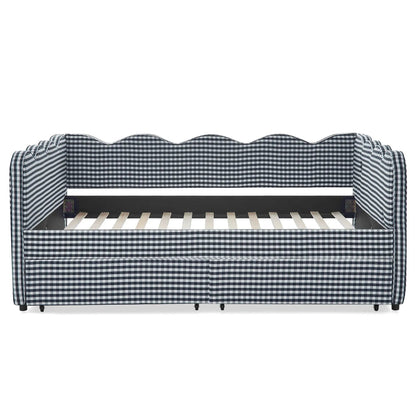 Gingham Daybed With USB Port and Wave Design
