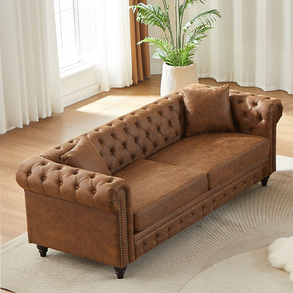 Tech Fabric Chesterfield Sofa with Rolled Arms