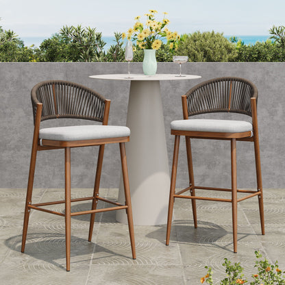 Outdoor Bar Stools With Scallop Cushion And Frame