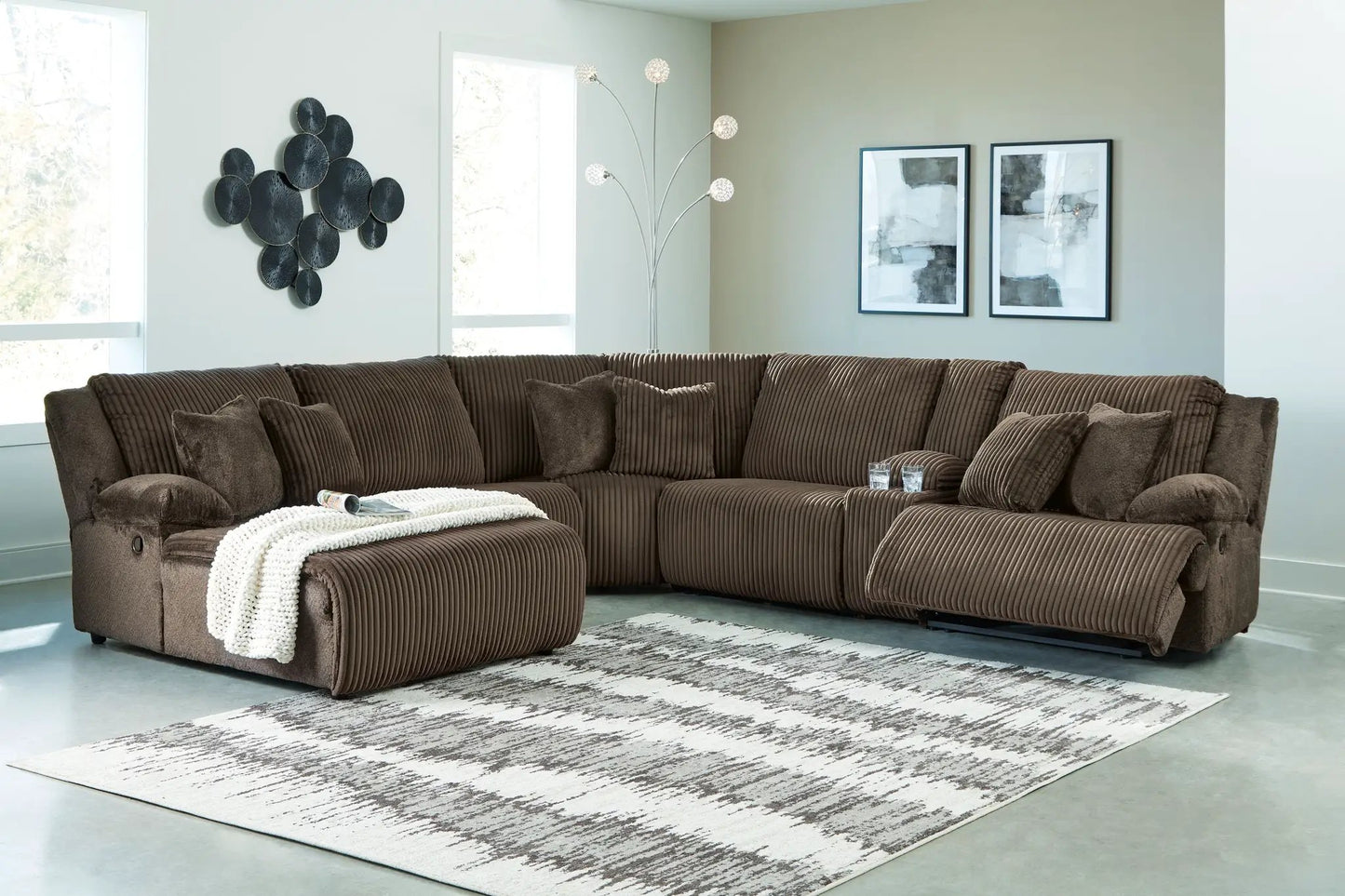 Top Tier Corduroy Reclining Sectional with Chaise