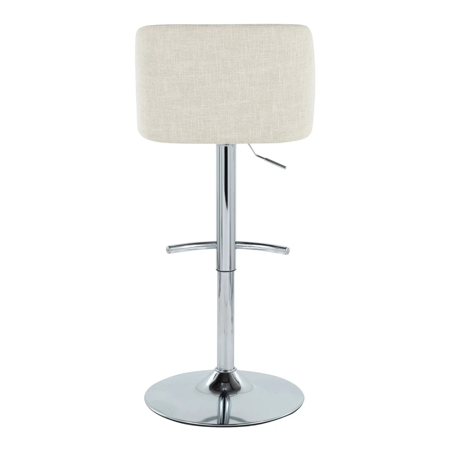 Toriano adjustable swivel barstool with beige fabric upholstery and chrome pedestal base on Tampa Home & Garden Store