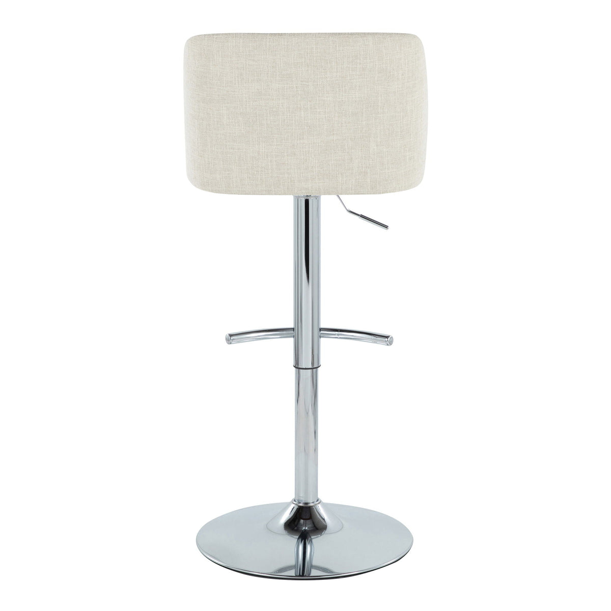 Barstool beige upholstered seat with chrome pedestal base and footrest by HouseOfZazla on Tampa Home & Garden Store
