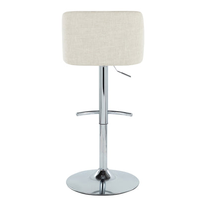 Barstool beige upholstered seat with chrome pedestal base and footrest by HouseOfZazla on Tampa Home & Garden Store