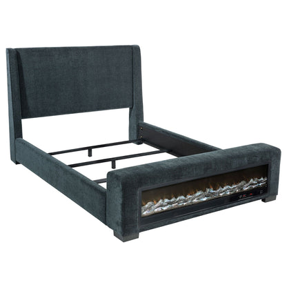 Modern Bed with Visual Flames and Bluetooth Audio