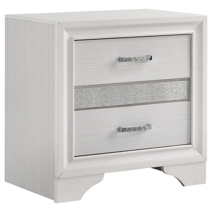 Annie 4 Piece Bedroom Set dresser with textured silver drawer fronts and chrome pulls on Tampa Home & Garden Store