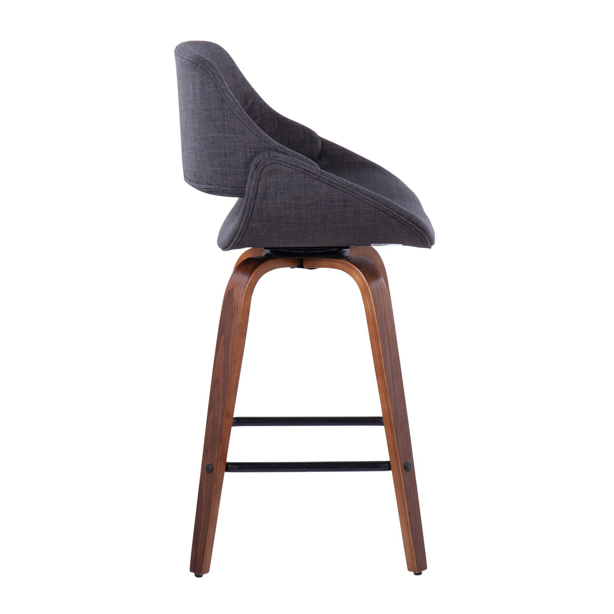 Fabrico mid-century modern counter stool set of 2 in dark gray fabric with wood legs on Tampa Home & Garden Store