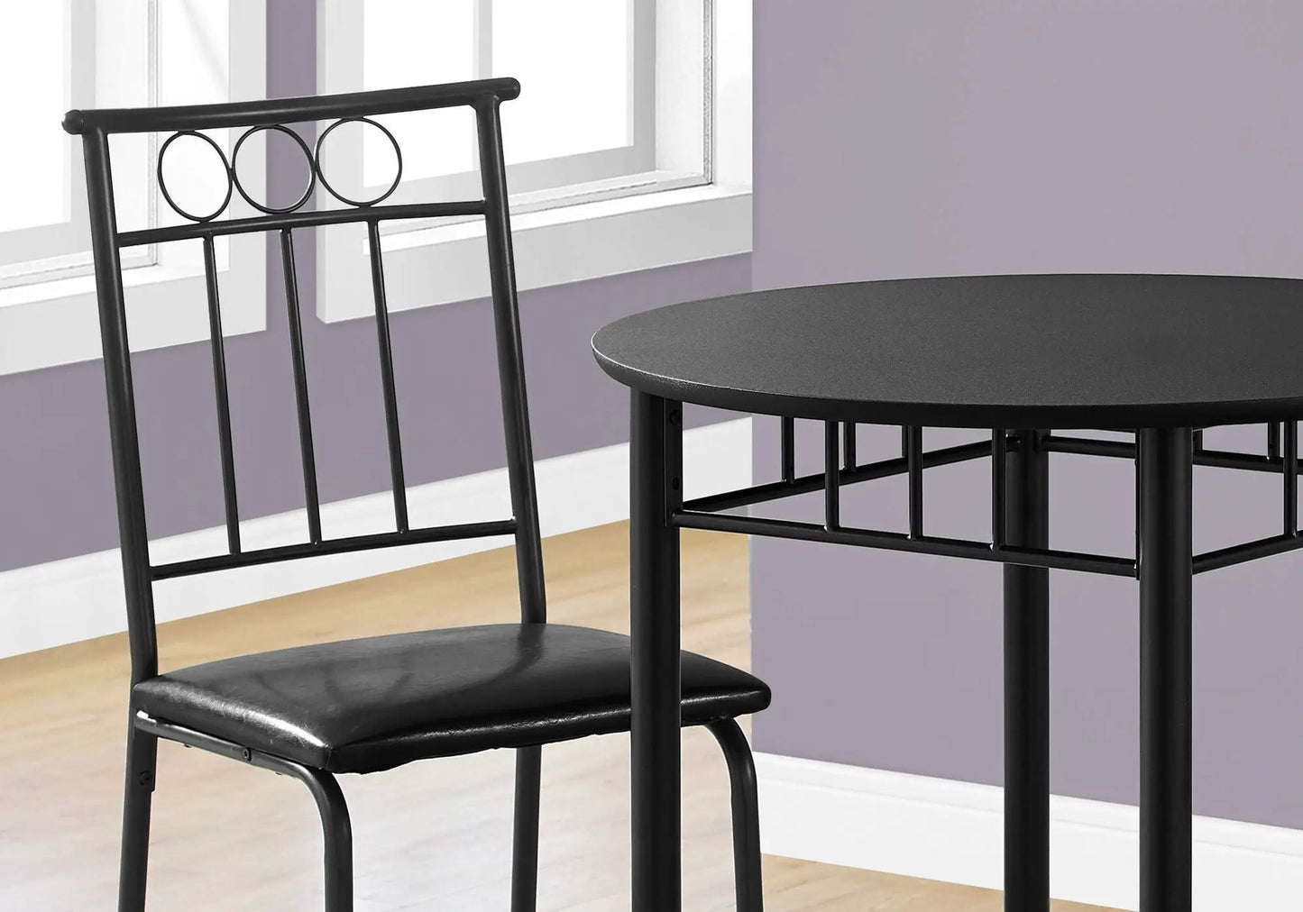 3 Pieces Dining Table Set small round black metal table with metal chairs on Tampa Home & Garden Store