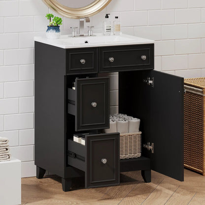 Transitional Bathroom Vanity With Ceramic Sink