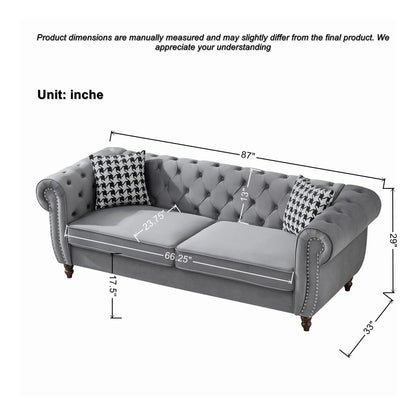 Chesterfield fabric sofa with roll arms and nailhead trim 3 & 3 seater by Unique Piece Furniture on Tampa Home & Garden Store