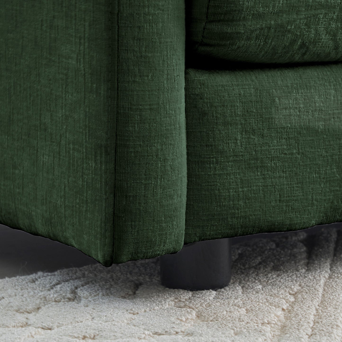Mid-Century Modern 3-Seater Sofa HouseOfZazla with green chenille upholstery and black legs on Tampa Home & Garden Store
