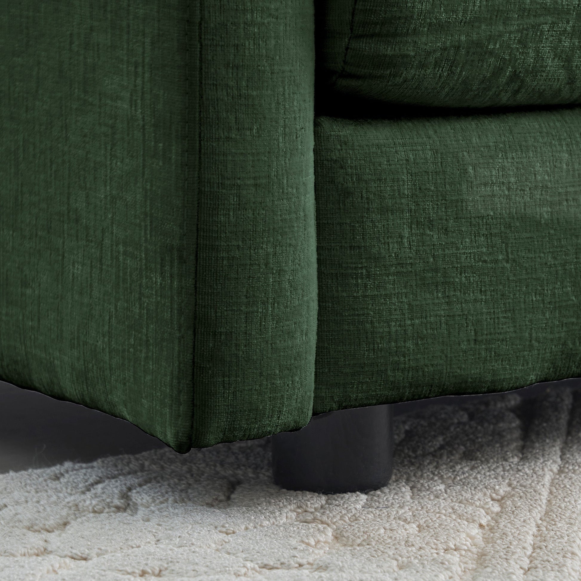 Mid-Century Modern 3-Seater Sofa HouseOfZazla with green chenille upholstery and black legs on Tampa Home & Garden Store