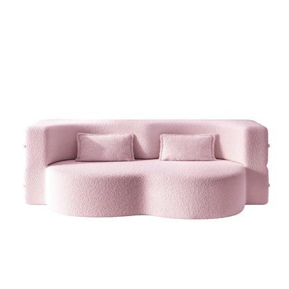 Modern Floor Sleeper Sofa Bed And Two Pillows